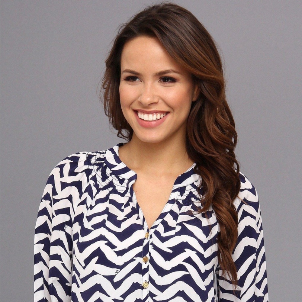 Lilly Pulitzer Elsa Silk Blouse Birds XS